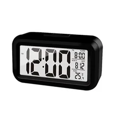 쿠쿠스토어 LED 디지털 알람 시계 다기능 전자 백라이트 테이블 스누즈 달력 데스크탑, 04 black, 1개