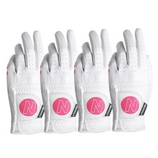 [4장세트]네오 NSP02 천연양피 올양피 여성 왼손 골프장갑, 핑크로고, 4개