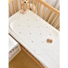 DFMEI 新生嬰兒純棉防水隔尿墊可水洗透氣隔尿寶寶幼兒園牀防漏隔尿牀單, 1個, 灰星月