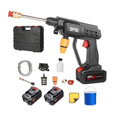 바이폰바이 고압세척기 고압 무선 세차기 셋트 배터리 충전식 24000mAh 20노트 배터리 60분, 블랙