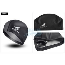 【FASPORT】極致舒適 黑貂 SABLE 長髮適用 頭大推薦 SCC 外層矽膠 內層舒適布料 複合材質 矽膠合成泳帽, 1個, 黑色