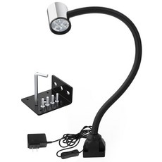 LED 기계 작업 조명 IP65 방수 23인치 플렉시블 구스넥 램프 900루멘 120볼트 선반 밀링 드릴 프레스 산업용 조명 나사 장착, 23.6 inch, 4 Hole Screw Base.