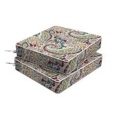 Melody Elephant 야외 의자 쿠션 2개 세트 50.8 x 10.2cm(20 20 4인치) 탈착식 커버가 있는 방수 파티오 시트 쿠션 고리버들 소파 가구용 전, 페이즐리 칠리, 22"x20"x4"