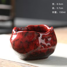 復古窯變陶瓷杯碟套裝, 石頭形杯子-紅色, 1個