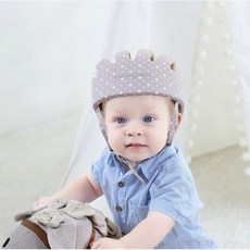 松之龍 嬰兒學步帽 SGS認證 專利正品 寶寶護頭帽 防撞帽 防摔帽 學步頭盔, 1個, 灰星星(松之龍)