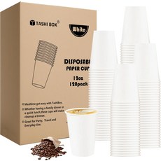 TashiBox 흰색 종이 목욕 컵 3온스 200개 수, 12oz 120 cups