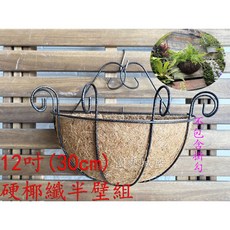 園藝城堡 硬椰纖半壁組 歐式壁掛吊盆 椰纖吊籃 壁掛花盆, 1個