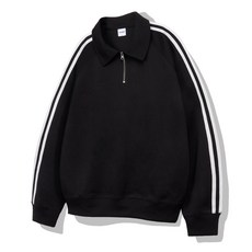 [쿠마르] 남성용 트랙 오버핏 카라반집업 풀오버 긴팔 티셔츠