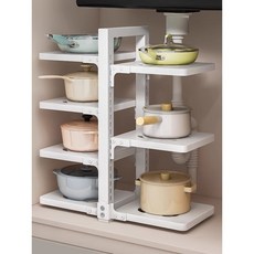 臺灣出貨 廚房鍋架收納架置物架家用多功能臺麵多層下水槽櫥櫃內分層架子, 灰色,【高度可調】單排2層, 1個