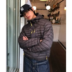 LEIRE 에센셜 후디드 라이트 패딩 자켓 차콜