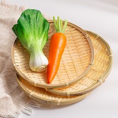 [데코봉봉] 납작한 대나무 채-튀김 부침개 전 그릇 미니채반 나무소쿠리, 1개