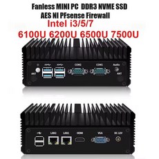 SZBOX 미니 PC 팬리스 소프트 라우터 인텔 i3 i7 코어 6100U 6200U 6500U 7500U DDR3 SSD 지원 듀얼 랜 pfS, 04 8GB RAM 512GB SSD, 01 i3-6100U, 01 AU