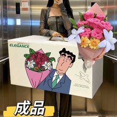 廣志的花送美伢的花束DIY材料包同款粉色成品扭扭棒生日禮物浪漫玫瑰送女生, 純白定製禮盒+廣志送美伢的花同款成品發貨