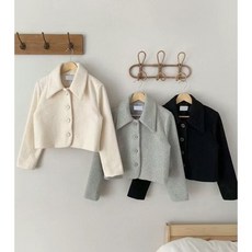 VENUSY 正韓 優雅質感羊毛 韓國東大門空運直送台灣 短版短毛羊毛外套, 黑色, 1個