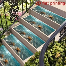 바다 패턴 계단 매트 보호용 카펫 홈 데코용 가장자리가 봉제된, 1개, 1. 2