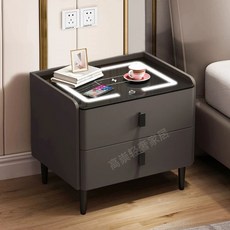 Haeif 무선충전 블루투스 2추 l 침대협탁 미화이트 스피커 USB 조립식, 1개, AQ. 어두운 회색 더블 서랍 3색 무선충전