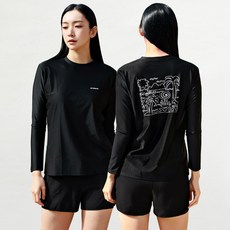 [자체제작] 서프라이더 여성 상하의 2장세트 긴팔수영복 래쉬가드 자외선차단 체형커버 오버핏 루즈핏 빅사이즈/SURFRIDER