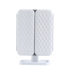 三折疊LED化妝鏡 防塵設計 270度旋轉 Type-C充電 底座收納, 白色, 1個