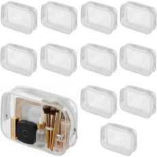 ZALIR 12PCS 클리어 메이크업 백 투명 PVC 지퍼 파우치 여행용 세면도구 가방 휴대용 화장품 보관 정리함 액세서리