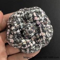 廠傢批髮高端小香粗花尼佈超定型胸花花朵山茶花飾品胸花加胸花, A03 灰上粉白