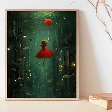 에버모스트 내부 액자 회화 캔버스 유화 작업 인쇄 장식화 만화 동물 행잉 포스터, YD-199