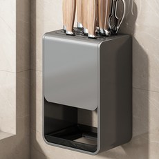 리빙공감 벽부착 클린 주방 사각 가위 칼꽂이, 1개, 진그레이