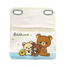 日本Rilakkuma懶懶熊拉拉熊座椅頭枕杆固定式後座專用置物袋，椅背頭枕專用，車用收納好幫手, 1個, 米色