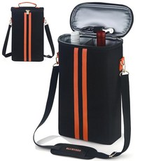 BLUBYEES 2병 단열 와인 캐리어 토트 - 누출 방지 패딩 900D 옥스포드 와인 쿨러 백 여행 피크닉 해변 및 파티용 - 와인 애호가를 위한 이상적인 와인 선물, 호박 오렌지