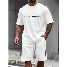 완구 블럭 놀이 빌딩 호환 취미 블록 남성 트레이닝복 세트 2피스 O넥 반팔 셔츠 반바지 러닝복 플러스 사이즈 티셔츠 의류 여름, [00] S, [00] MBTZHFF250808A110