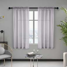 Anjee그레이시어커튼160cm63인치길이로드포켓창문처리리넨거즈보일드레이프침실거실주방용 132.1x160cm52x63인치118416