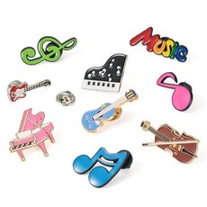Boutigem 에나멜 라벨 핀 금속 브로치 DIY 주얼리 제작 용품 아연 보석 없음, 혼합 색상 음악 테마