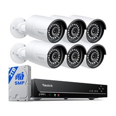 REOLINK 8CH 5MP 홈 보안 카메라 시스템 사람/차량/애완 동물 감지 기능이 있는 유선 야외 PoE IP 카메라 6개 4K/8MP 8CH NVR 24-7 녹화용, REOLINK 8CH 5MP 홈 보안 카메라 시스템,