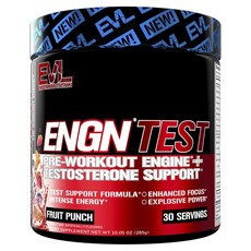 EVLUTIONNUTRITION ENGN 테스트 프리-워크아웃 엔진 + 테스토스테론 서포트 프루트 펀치 맛, 285g, 1개