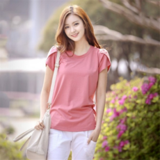 [오앤디샵] 라운드 티셔츠 어깨 퍼프셔링 HH-B25 반팔