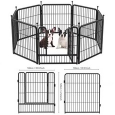 강아지울타리 애견울타리 야외 견사 강아지펜스 강아지 펜스 접이식 대형 애견 실외 마당 개집, 1개, 그레이 100cm x 120cm 8개