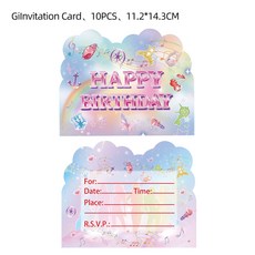 KATSEYE 女團主題生日派對裝飾 蛋糕插牌擺件 餐具, 1個, 邀請卡10PCS