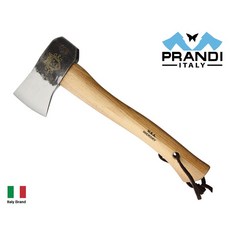 Prandi義大利老牌C45碳鋼13吋Yankee斧型露營斧 山核桃木握柄 附掛繩, 1個