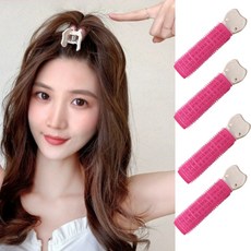 마노비아 뿌리볼륨 헤어롤 앞머리 집게핀 4P, 화사핑크