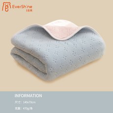 永亮 雙層雙色加厚珊瑚絨浴巾, 1個, 單條裝 藍拚粉