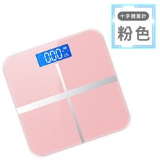 十字體重計 帶溫度計 電量顯示 夜視版 強化安全玻璃電子體重秤, 1個, 粉色
