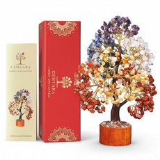 GEMYARA 500개의 크리스탈과 힐링 스톤이 있는 크리스탈 트리 - 여성을 위한 엄마 생일 선물 사무실 책상 장식 거실 장식 - 자석 상자에 담긴 선물 행운과 긍정을