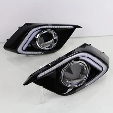 자동차 LED 방향 지시등 안개등 구멍이 있는 DRL 주간 마쓰다 3 악셀라 2014, 02 Type C, 01 빠른, 02 White and Yellow