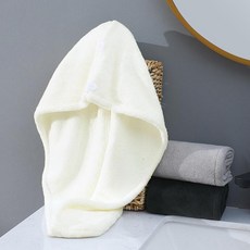 女式簡約加厚珊瑚絨吸水速幹包頭巾幹發帽, 白色, 1個
