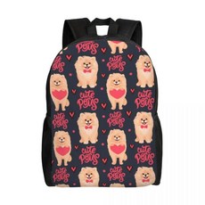 포메라니안 드워프 스피츠 배낭 캐주얼 대학 학교 애완 동물 강아지 가방, 1개, 14. 6