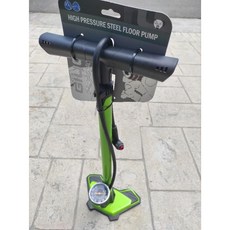 GIYO穩固大基座直立式打氣筒2.5吋大版面壓力錶160PSI聰明嘴單車打氣筒 落地式大氣量, 綠色, 1個