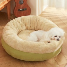 독스랩 반려동물 왕도넛 극세사 쿠션 방석, 라이트 그린, 1개