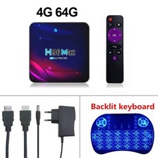 TV 셋톱 박스 스마트 수신기 OTT 안드로이드 11 4G 32GB 64GB 4K 2.4G 5.8G 와이파이 구글 음성 H96 max V11, 영국 플러그, 08 4G 64G keyborad