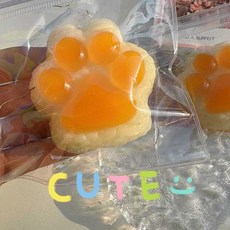 亮燈貓爪捏捏樂 解壓玩具 超軟泥感食玩 減壓玩具, 7*7飯團貓爪【黃色】加大加厚, 1個