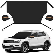 딘 자동차 앞유리 스노우 커버 방풍 전면 유리 탈착식 선쉐이드 프로스트 방수 옥스포드 패브릭 겨울 보호대 액세서리, 4 Hooks