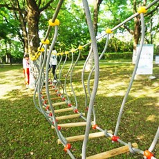 숲놀이터 출렁다리 흔들다리 액세서리 징검다리 밧줄, 두꺼운 나일론 로프 + 방부목 + 부속품